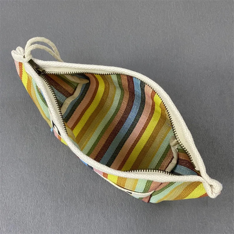 New summer storage bag, canvas bag, zipper makeup bag, hand-held cloth bag, inner lining woven bag