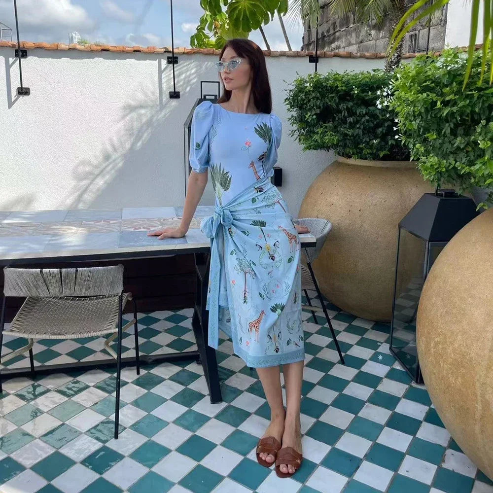 Print Skirt-Style Two Piece Swimsuit