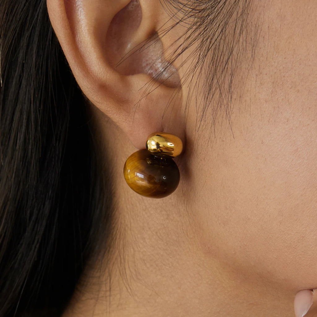 Amber Resin Geometric Earrings
