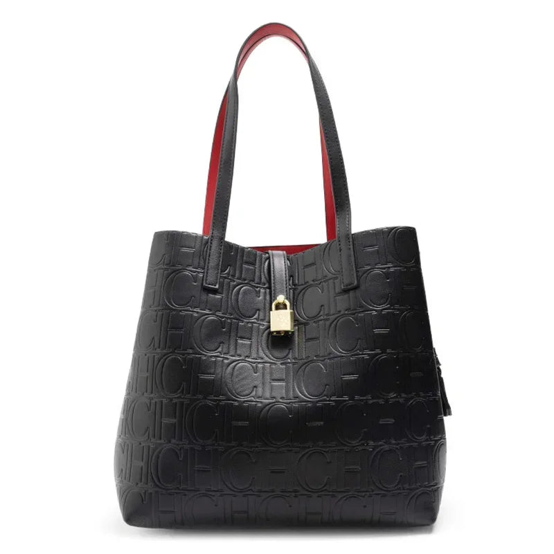 CH High Quality Fashion Ladies Shoulder Bag Senior Sense Pure Colour Letter Print Design Temperam...