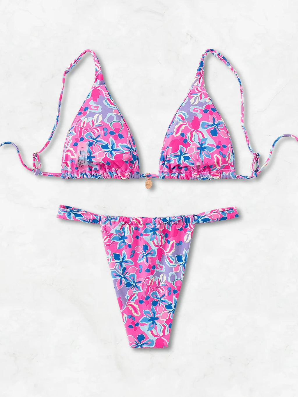 Floral Push Up Triangle Bikini Set
