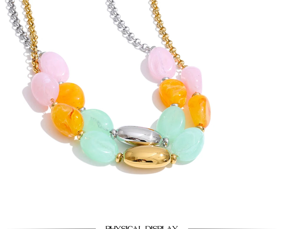 Candy Color Resin Chain Necklace