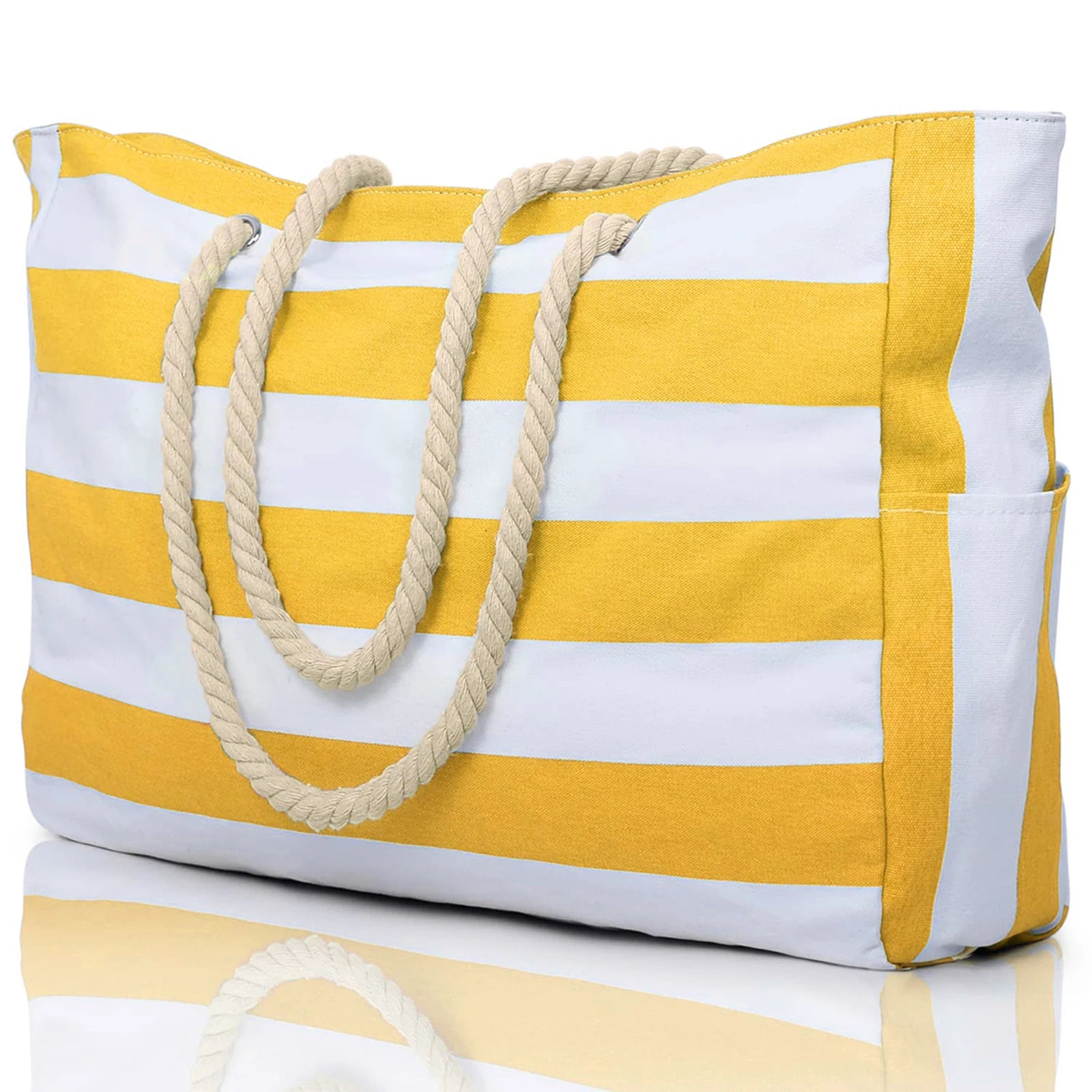 Waterproof Striped Canvas Beach Bag