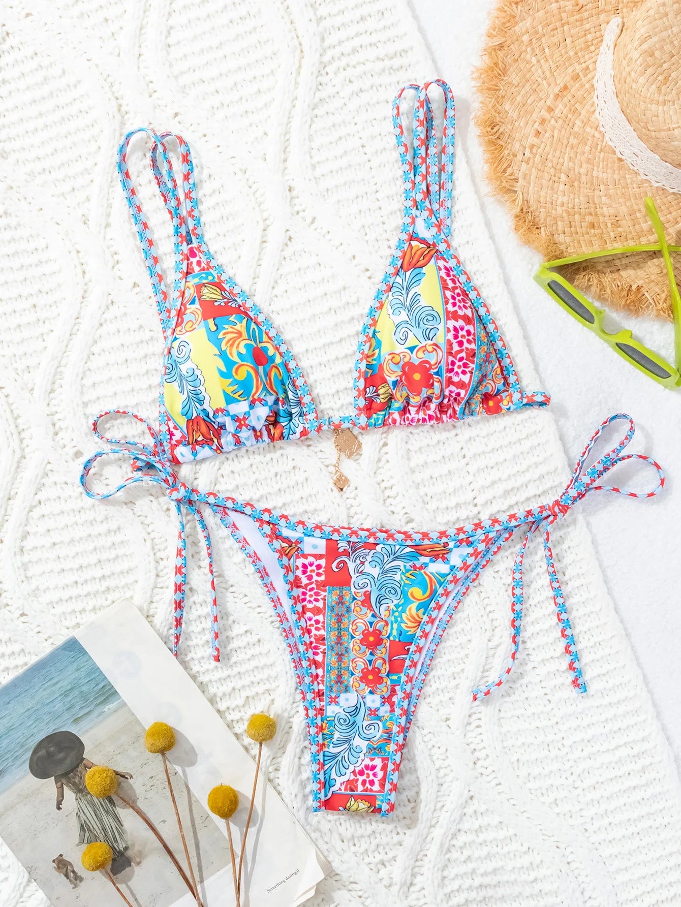 Floral Push Up Triangle Bikini Set