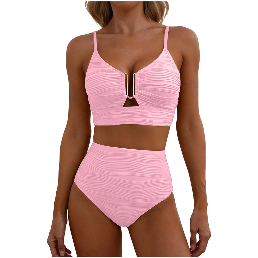 U-Wire Cutout High Waist Bikini Set
