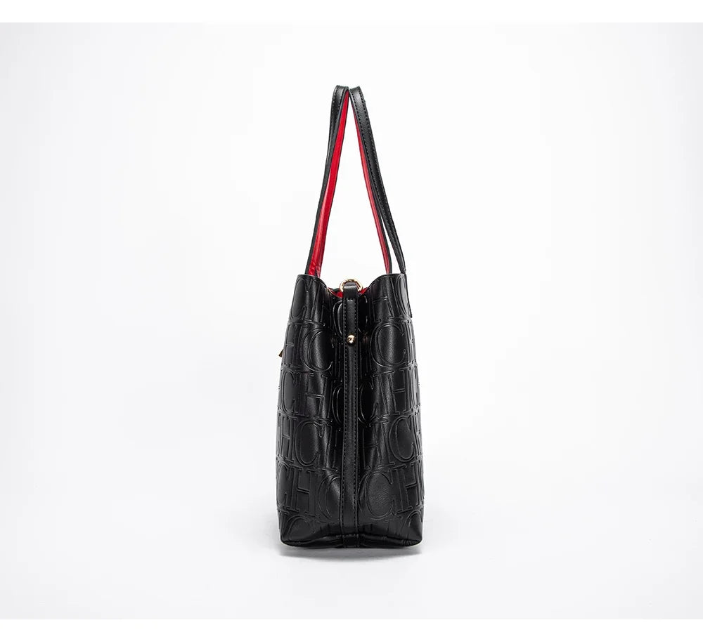 CH High Quality Fashion Ladies Shoulder Bag Senior Sense Pure Colour Letter Print Design Temperam...