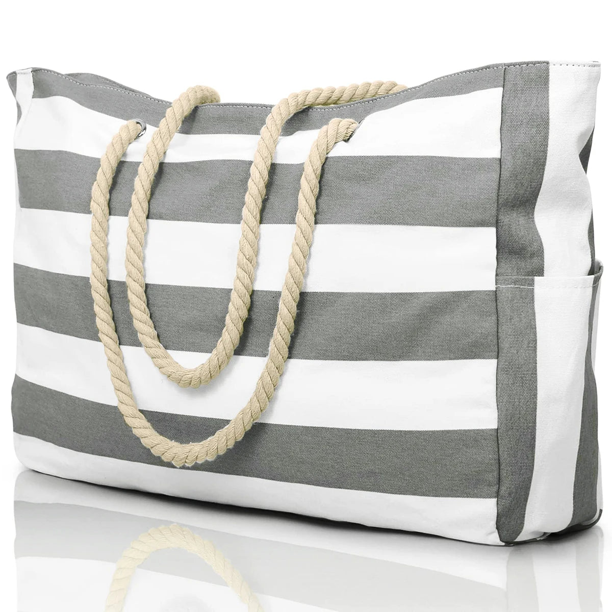 Waterproof Striped Canvas Beach Bag
