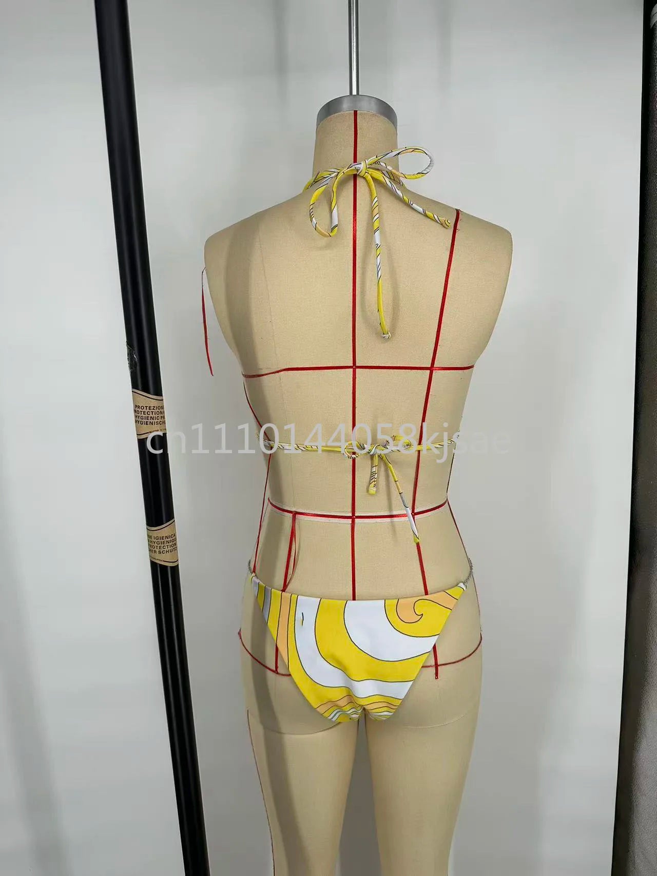 Yellow Bikini Set with Mesh Dress