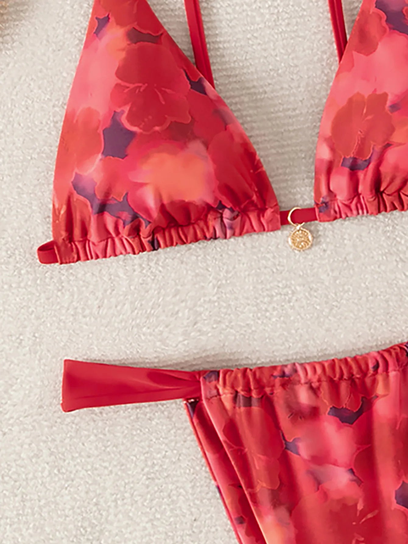 Floral Push Up Triangle Bikini Set
