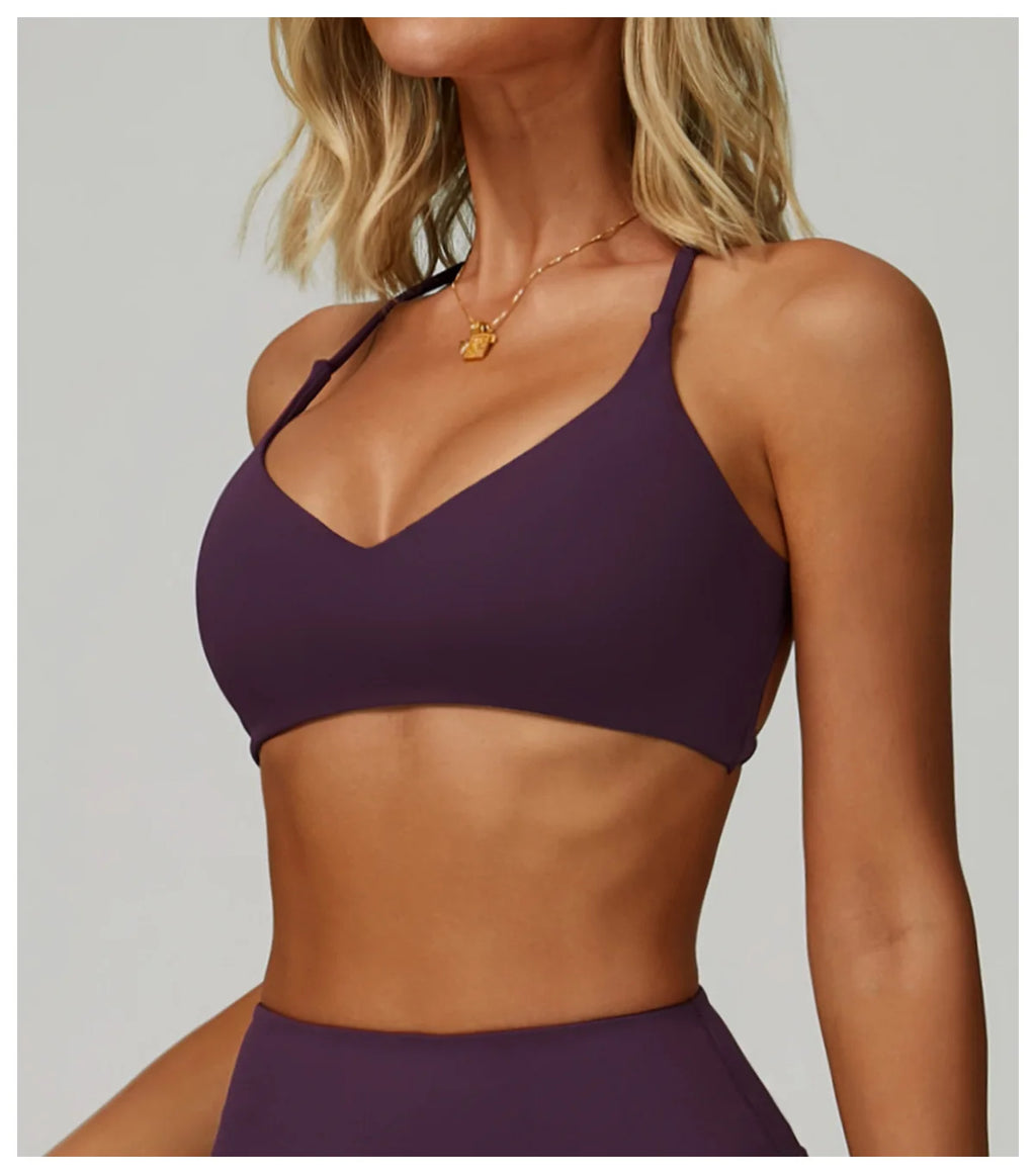 Cross Backless Crop Sports Bra