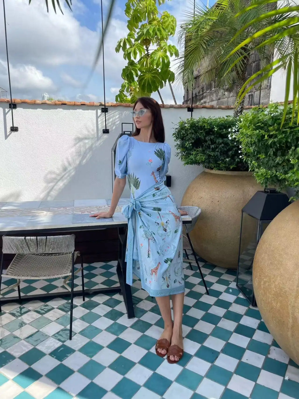 Print Skirt-Style Two Piece Swimsuit