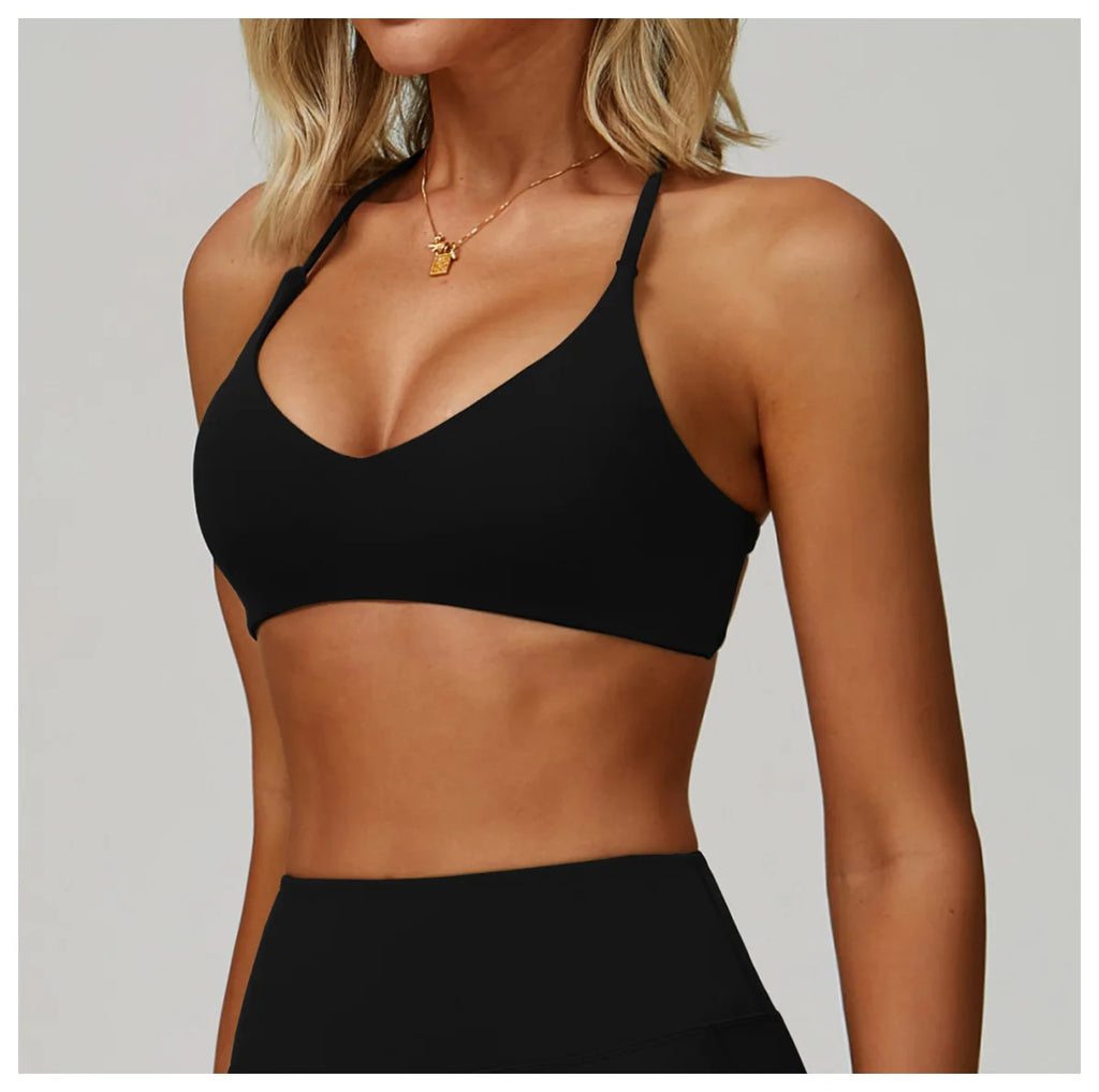 Cross Backless Crop Sports Bra
