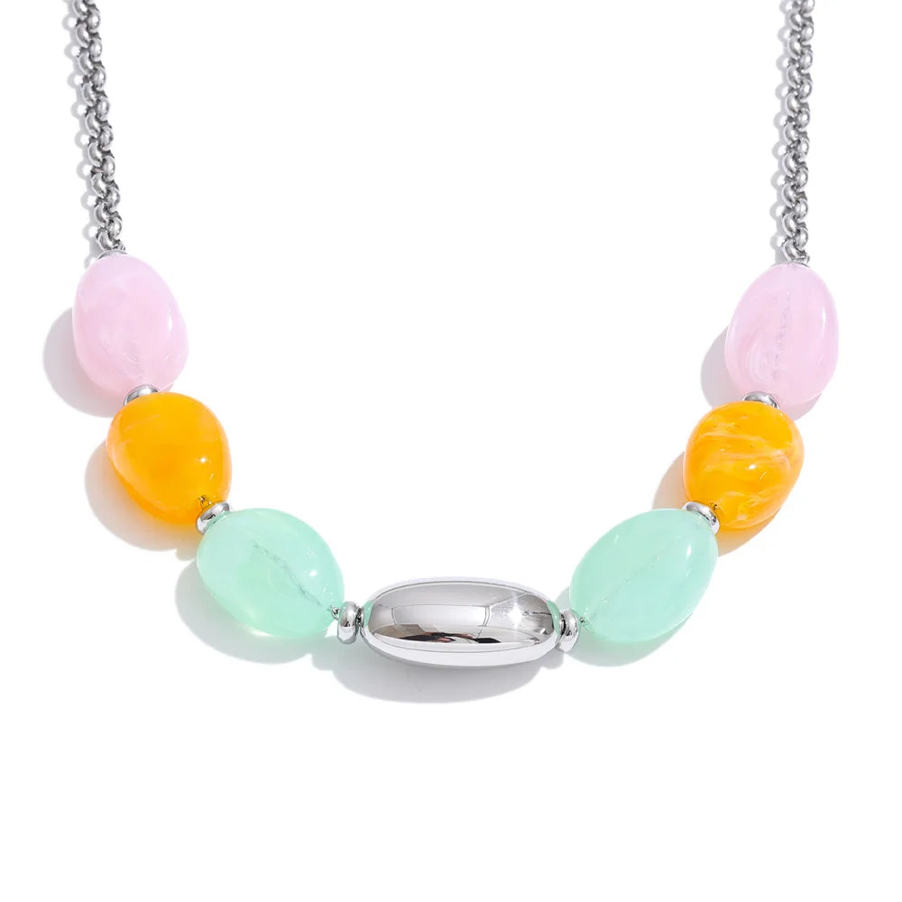 Candy Color Resin Chain Necklace