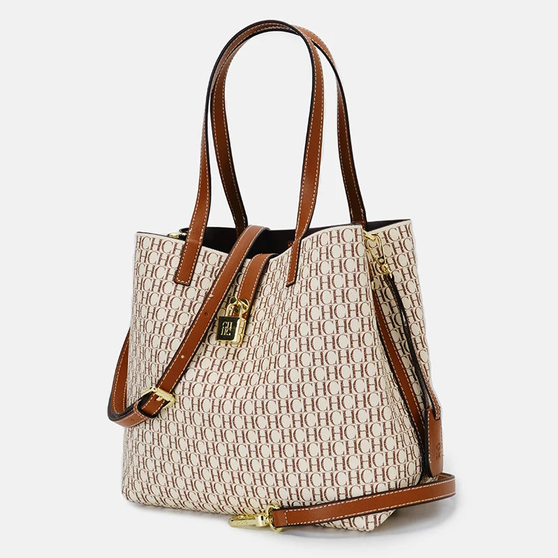 CH Women's Shoulder Tote Bag – Letter Print Polyester