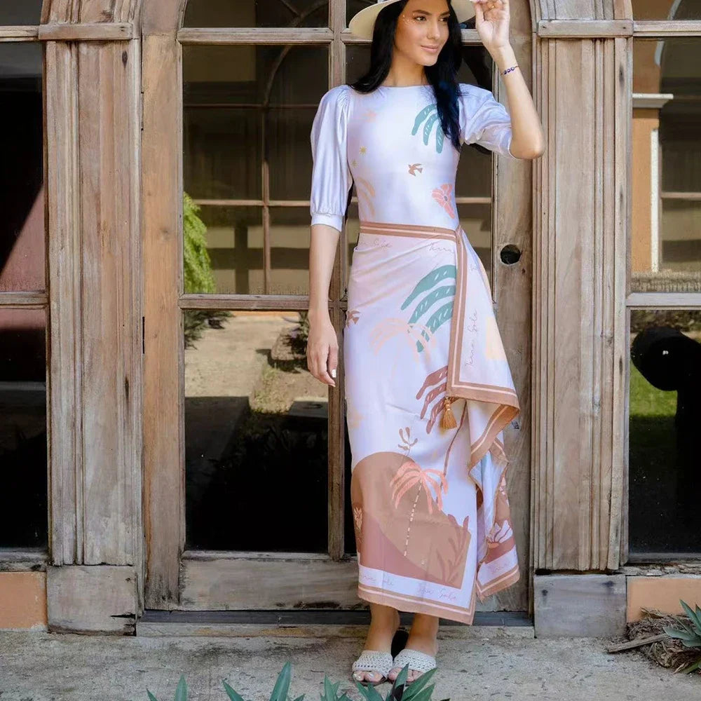 Print Skirt-Style Two Piece Swimsuit