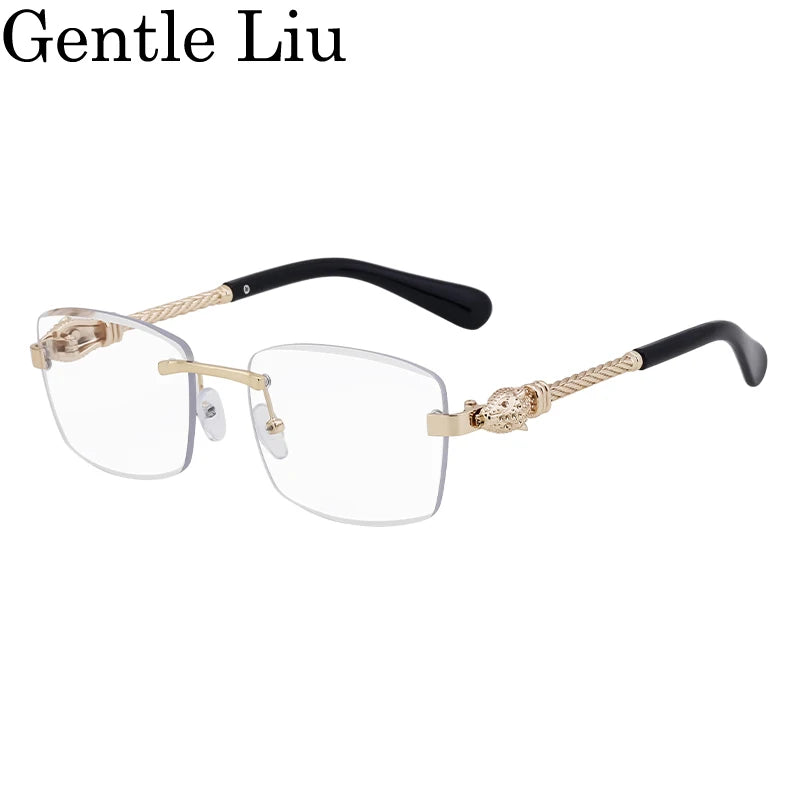 Men's Rectangle Rimless Sunglasses – UV400 Metal Frame