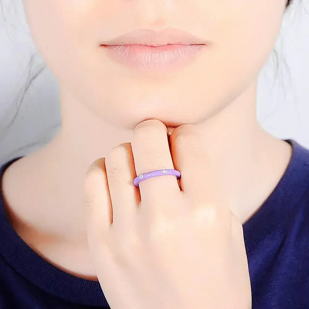 Enamel Drip Oil Stackable Ring
