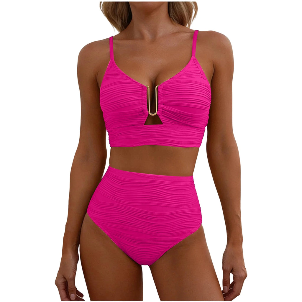 U-Wire Cutout High Waist Bikini Set