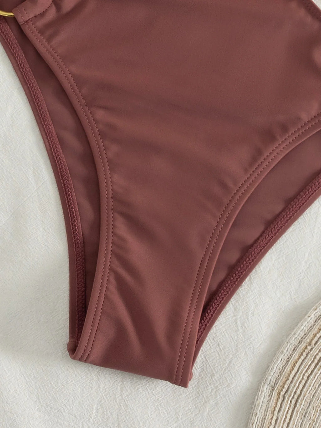 Chocolate Brown Halter One-Piece Swimsuit