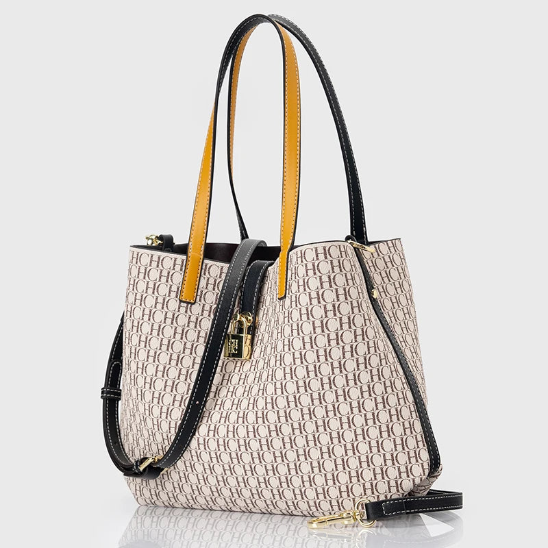 CH Women's Shoulder Tote Bag – Letter Print Polyester