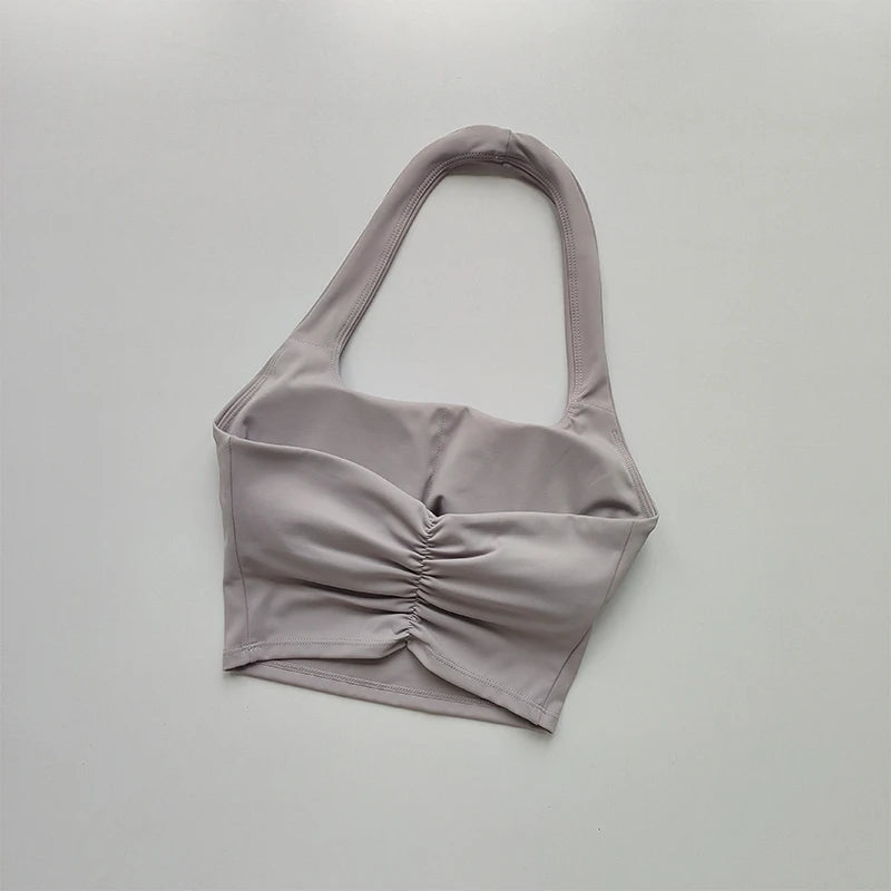 Halter Neck Push Up Sports Bra