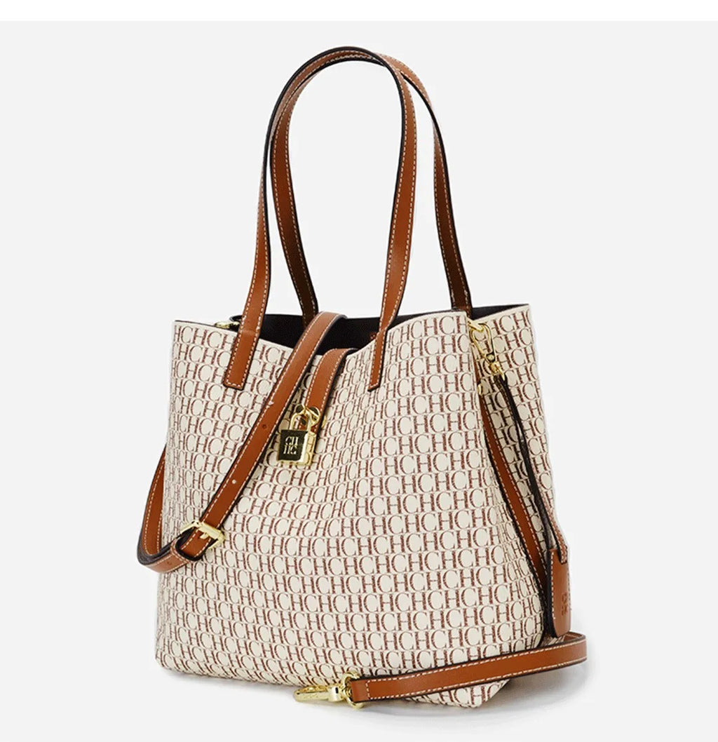 CH Women's Shoulder Tote Bag – Letter Print Polyester