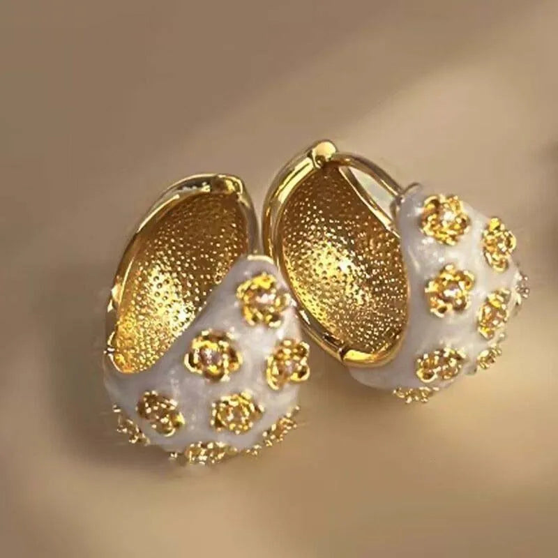 Rose Flower Hoop Earrings
