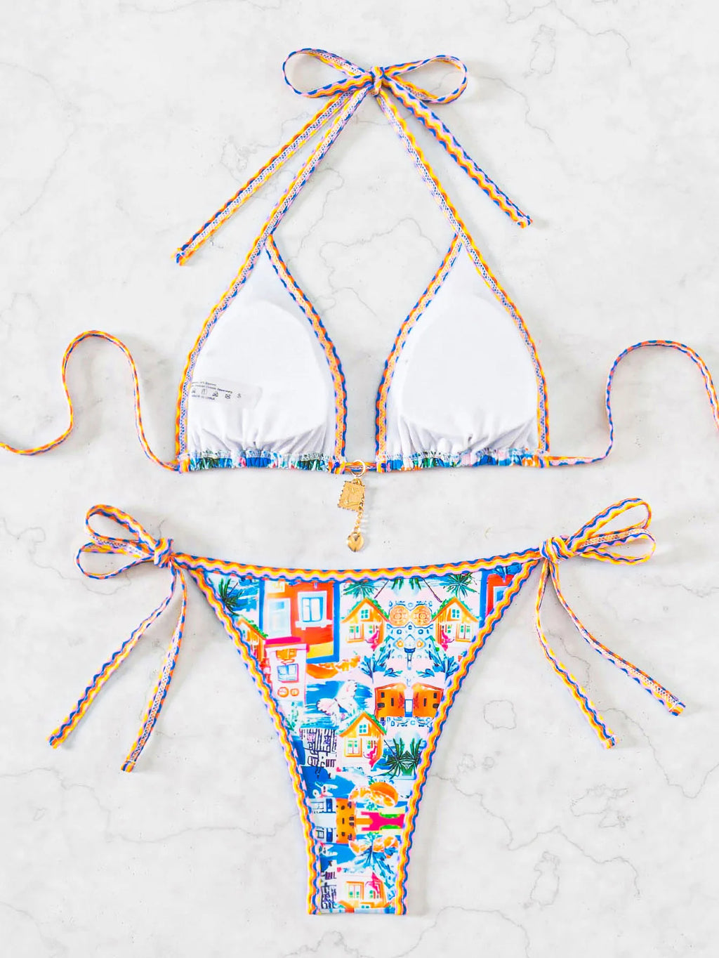 Floral Push Up Triangle Bikini Set