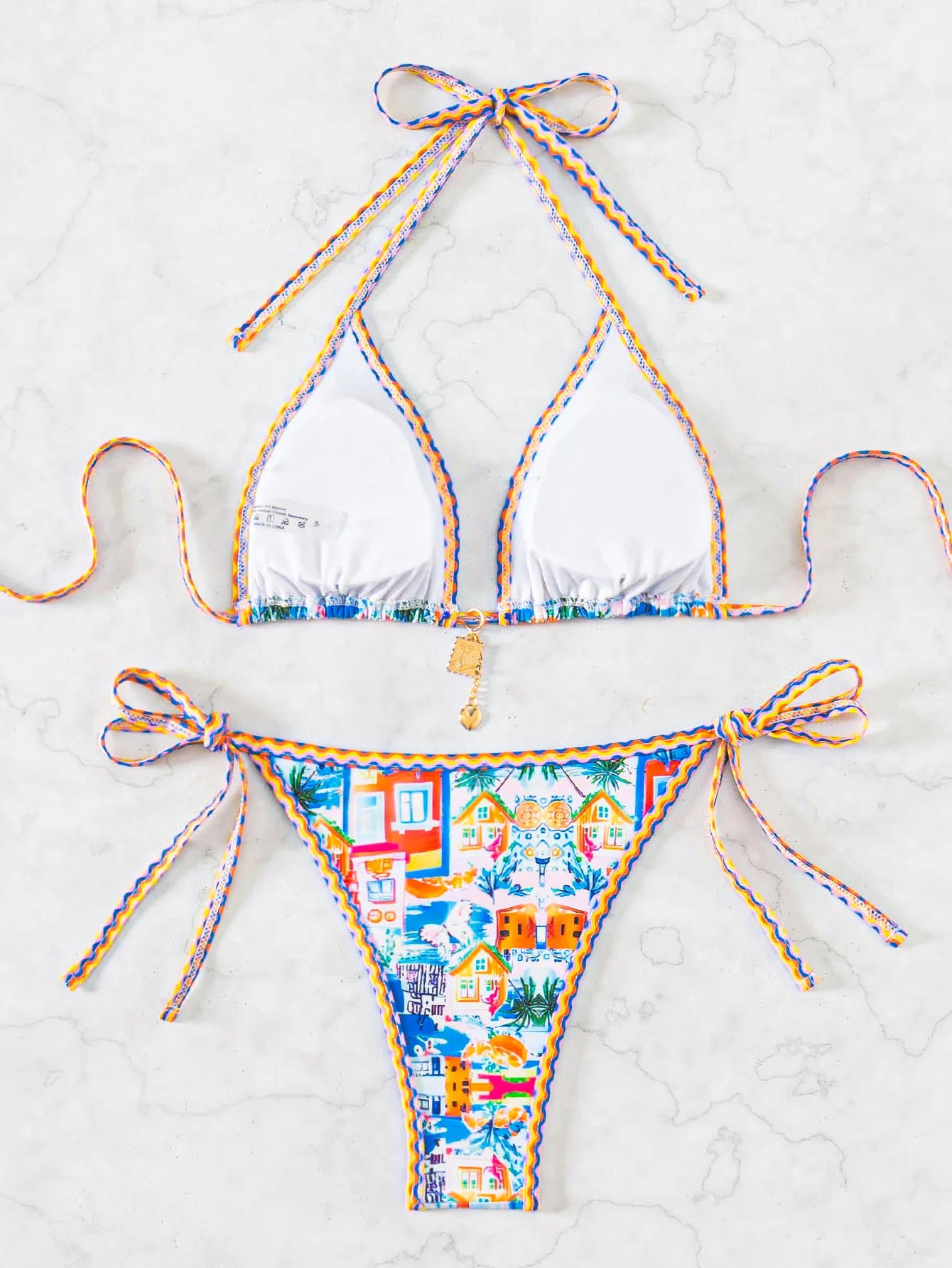 Floral Push Up Triangle Bikini Set
