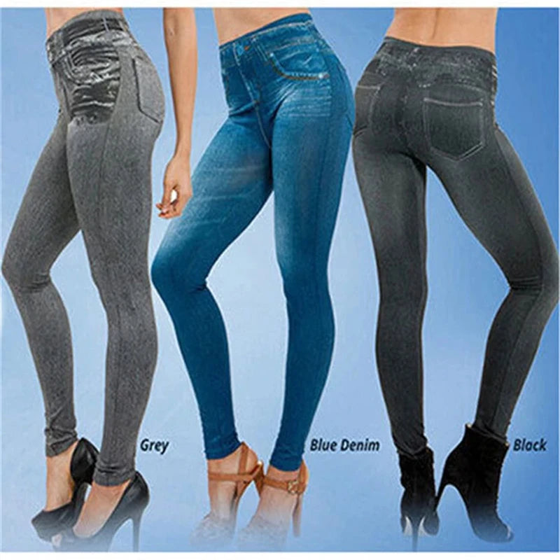 High Waist Stretch Denim Leggings