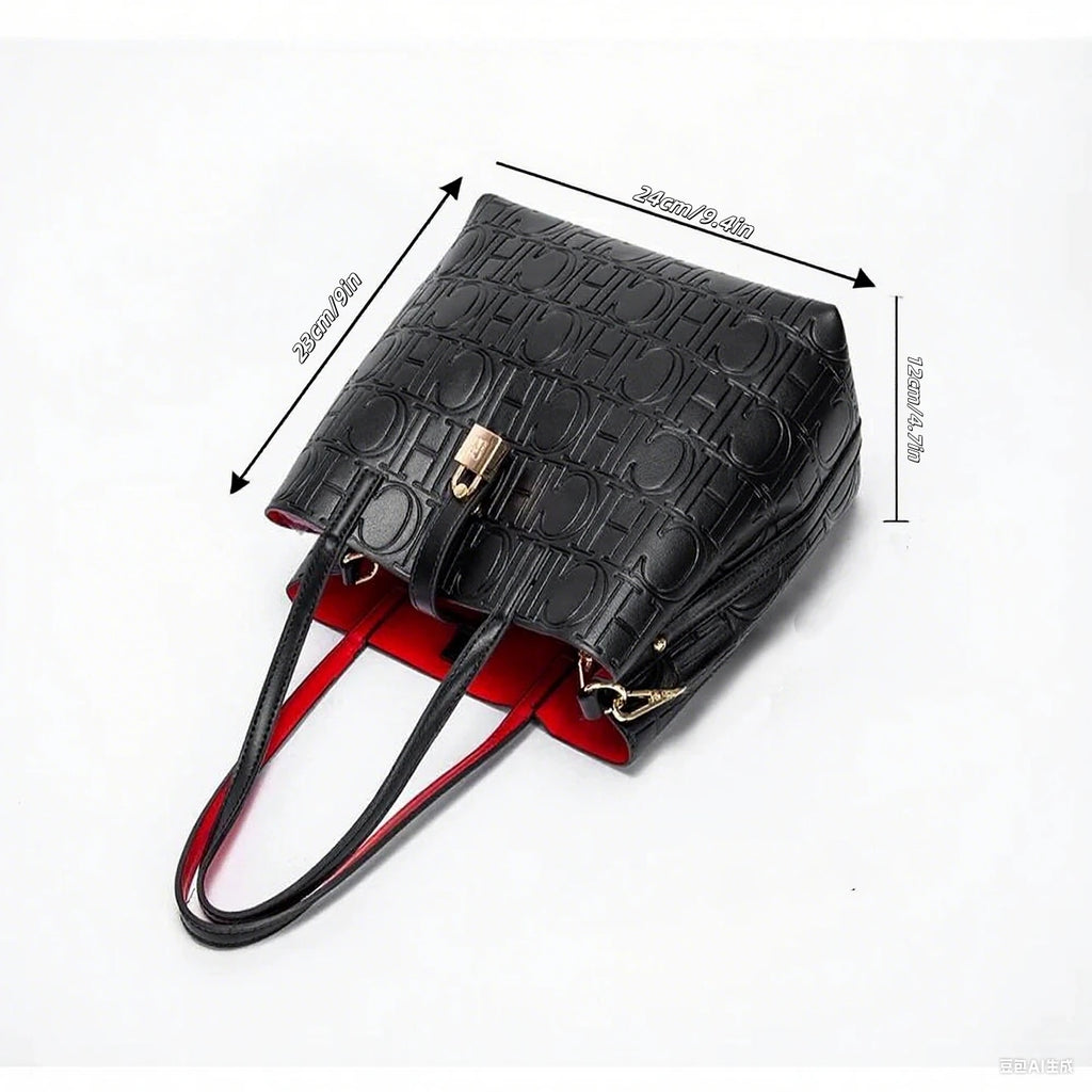 CH High Quality Fashion Ladies Shoulder Bag Senior Sense Pure Colour Letter Print Design Temperam...