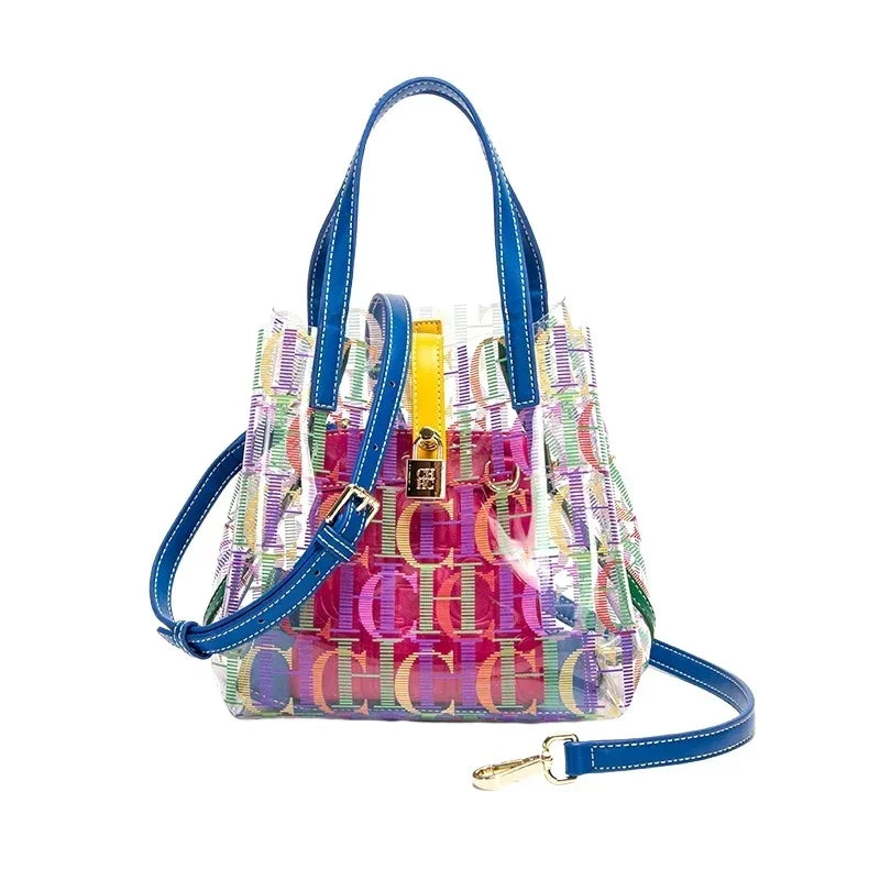 PVC Bucket Bag with Letter Detail