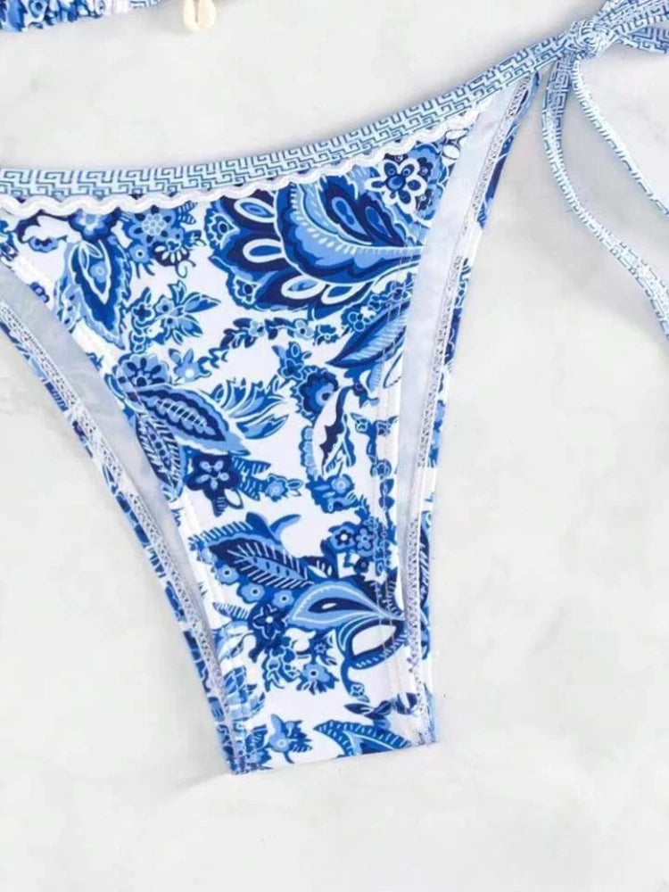 Halter String Triangle Bikini Set