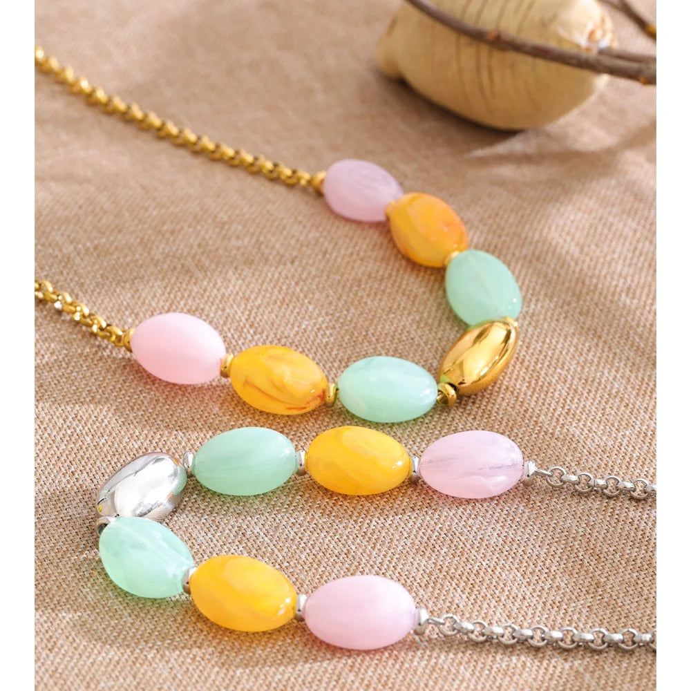Candy Color Resin Chain Necklace